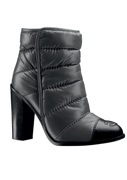 Two-tone smooth leather boot_Bottine bicolore en cuir et toile-----