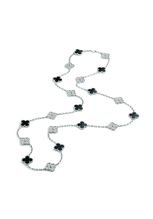 반클리프 아펠_알함브라 네크리스_오닉스_다이아몬드_화이트 골드 사본